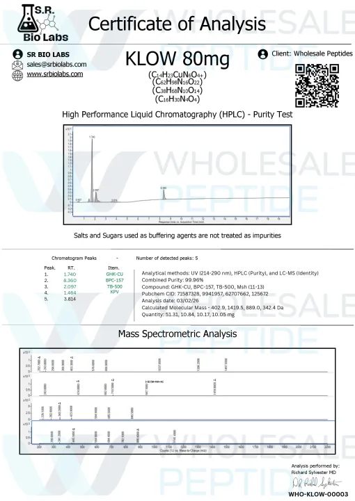 Klow Blend 80mg (GHK-Cu 50mg, BPC-157 10mg, TB-500 10mg, KPV 10mg) - Image 2